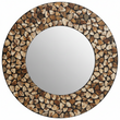 Palu Round Black Wall Mirror with Seashell Inlay
