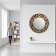 Palu Round Black Wall Mirror with Seashell Inlay