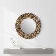 Palu Round Black Wall Mirror with Seashell Inlay