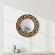 Palu Round Black Wall Mirror with Seashell Inlay