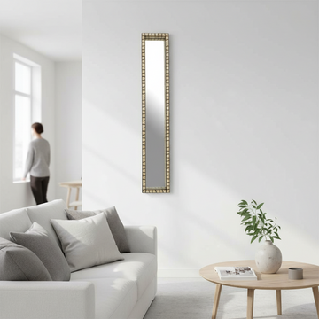 Palu Tall Black Wall Mirror with Shell Inlay