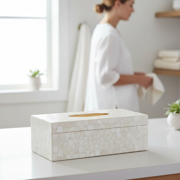 Palu White Sea Shell Tissue Box