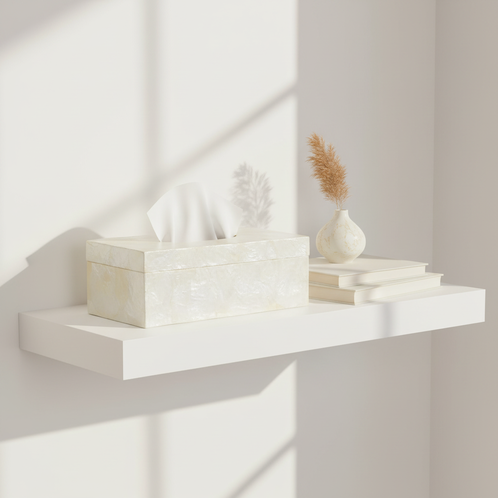 Palu White Sea Shell Tissue Box