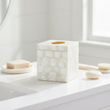 Palu White Shell Square Tissue Box