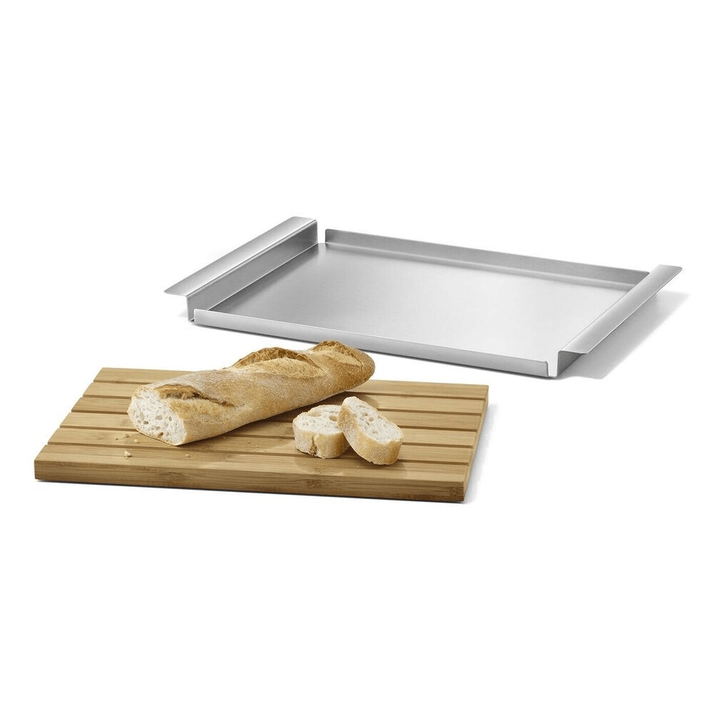 Panas Premium Brushed Stainless Steel Bread Board with Tray