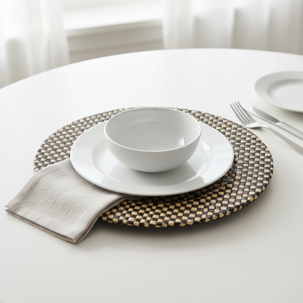 Pandanus Black And Natural Charger Plate