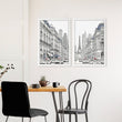 Paris wall art Black & White Street Scene with Red Accent displayed on a wall in a styled room — view 2