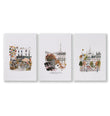 Paris Wall Art Autumn Watercolour Scenes 