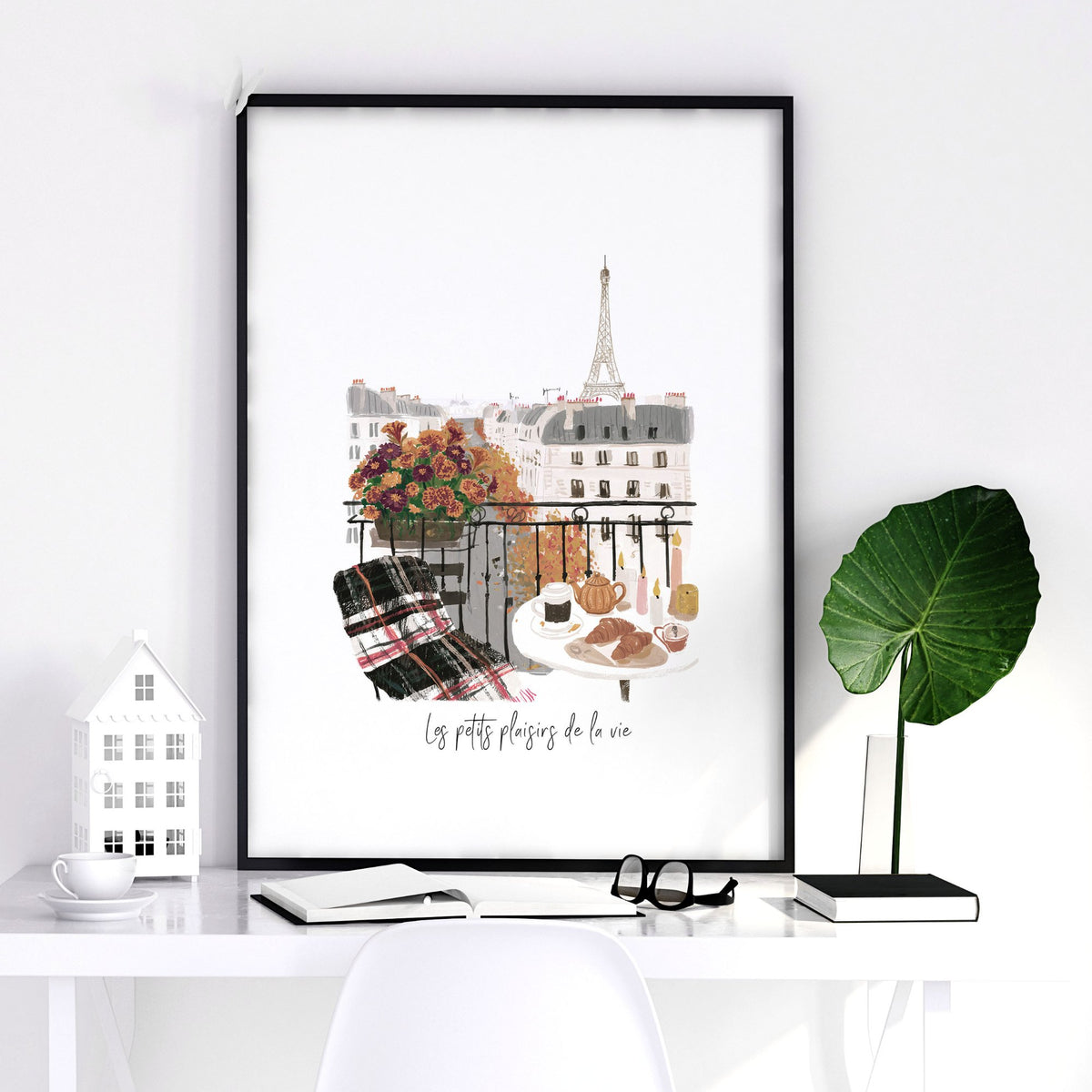Paris Wall Art Autumn Watercolour Scenes "Les Petits Plaisirs de la Vie" — piece 1 of 3 in the set