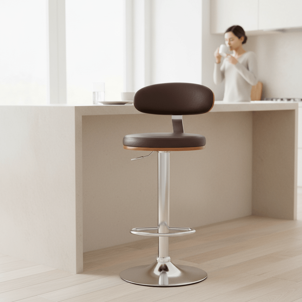 Parkar Bentwood Brown Bar Chair With Oval Back