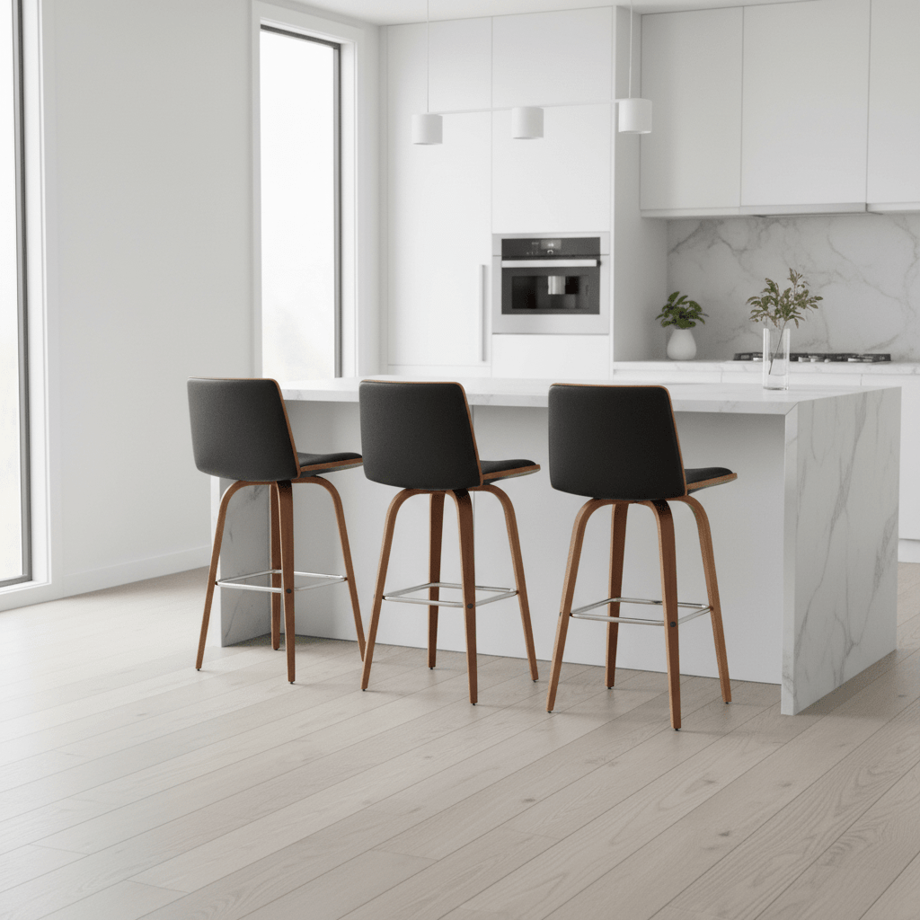 Parkar Black Leather Effect Bar Chair