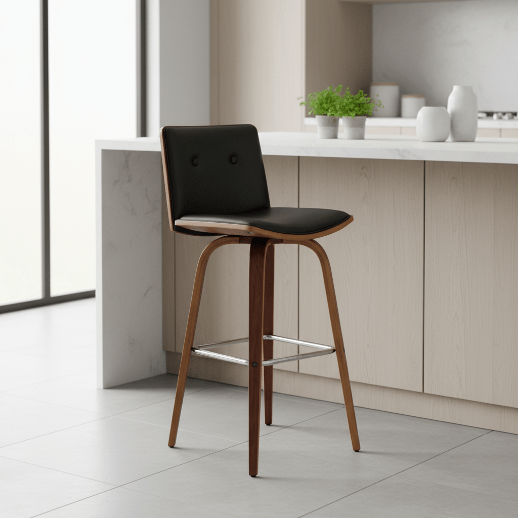 Parkar Black Leather Effect Bar Chair