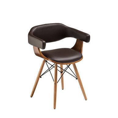 Parkar Brown Leather Effect and Beech Wood Chair