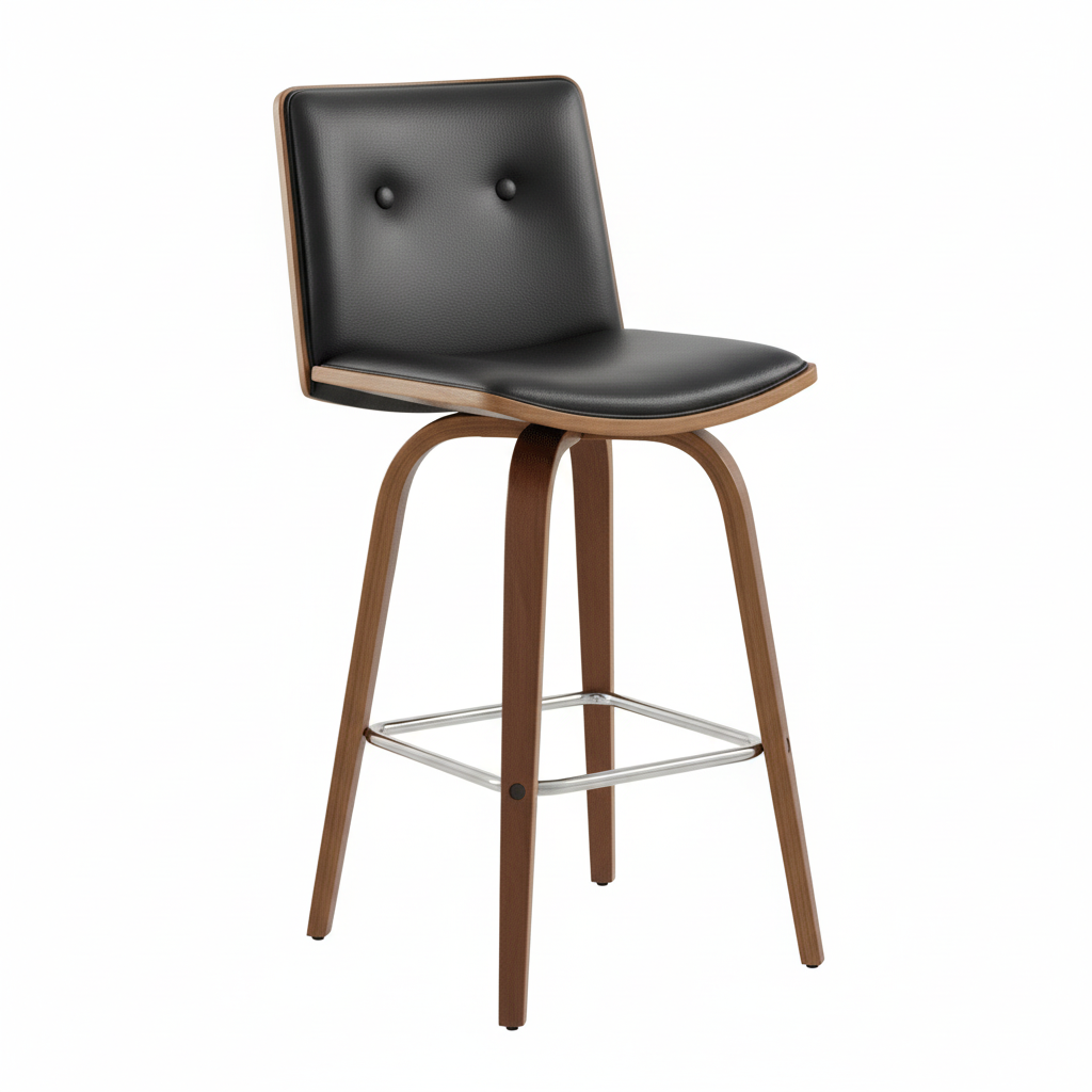 Parkar Black Leather Effect Bar Chair