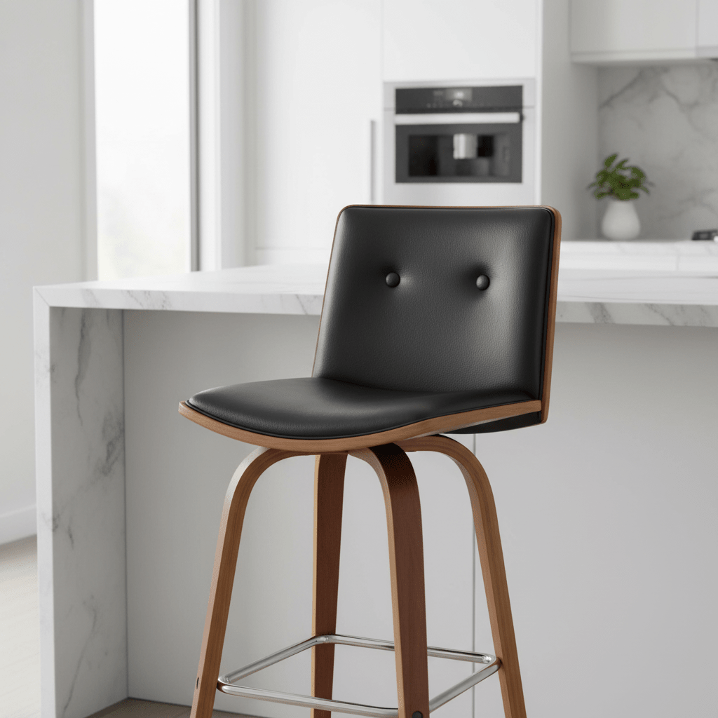 Parkar Black Leather Effect Bar Chair