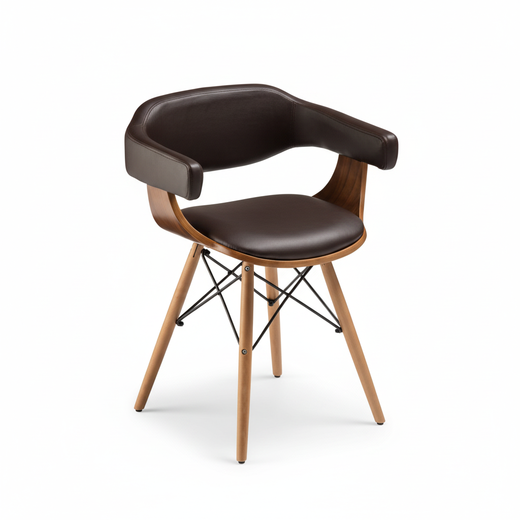 Parkar Brown Leather Effect and Beech Wood Chair
