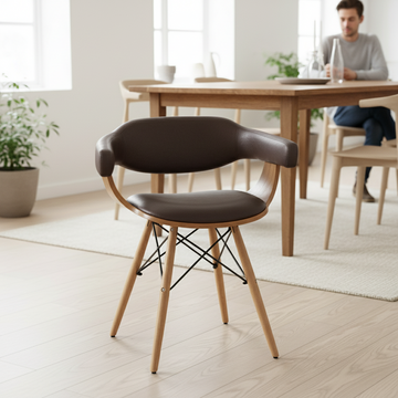 Parkar Brown Leather Effect and Beech Wood Chair