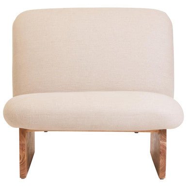Parova Linen Texture Armless Chair With Wood Base