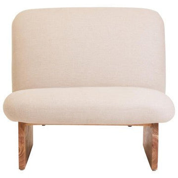 Parova Linen Texture Armless Chair With Wood Base