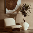 Parova Linen Texture Armless Chair With Wood Base