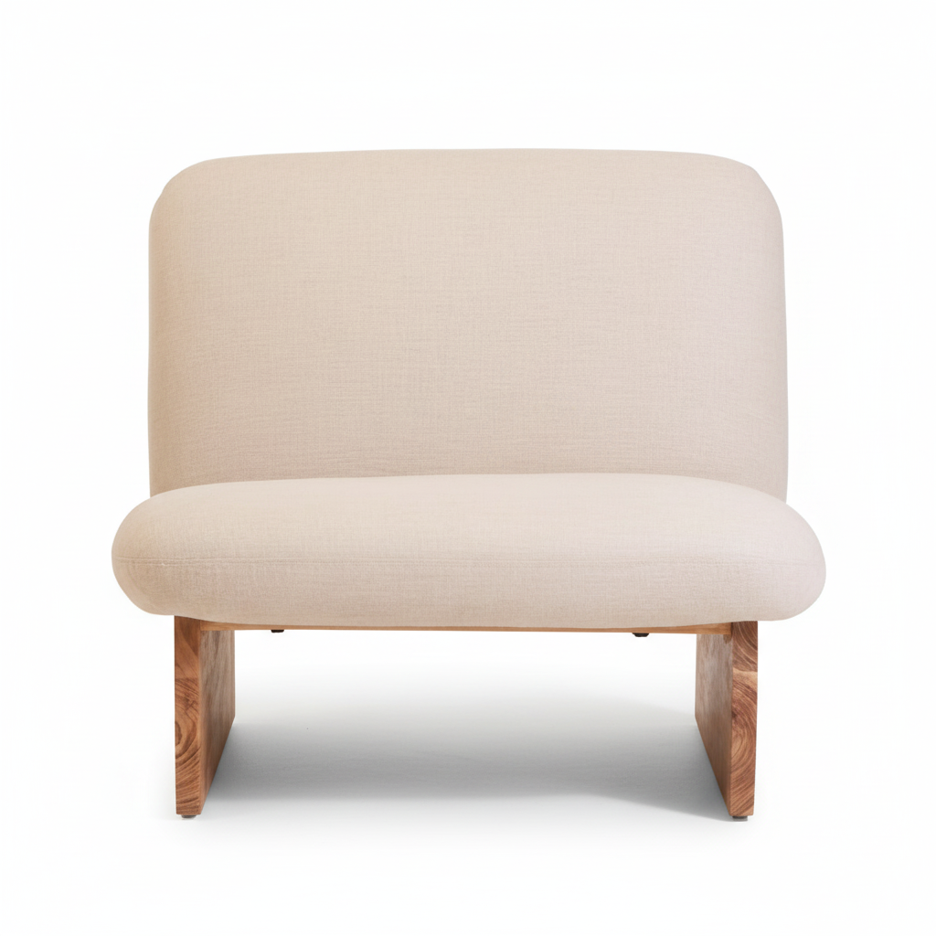 Parova Linen Texture Armless Chair With Wood Base
