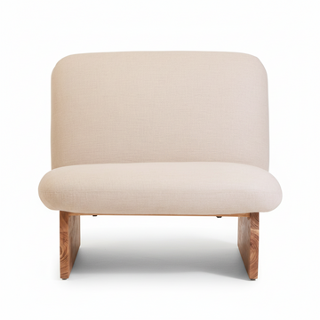 Parova Linen Texture Armless Chair With Wood Base