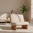 Parova Linen Texture Armless Chair With Wood Base