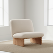 Parova Linen Texture Armless Chair With Wood Base