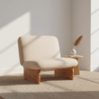 Parova Linen Texture Armless Chair With Wood Base
