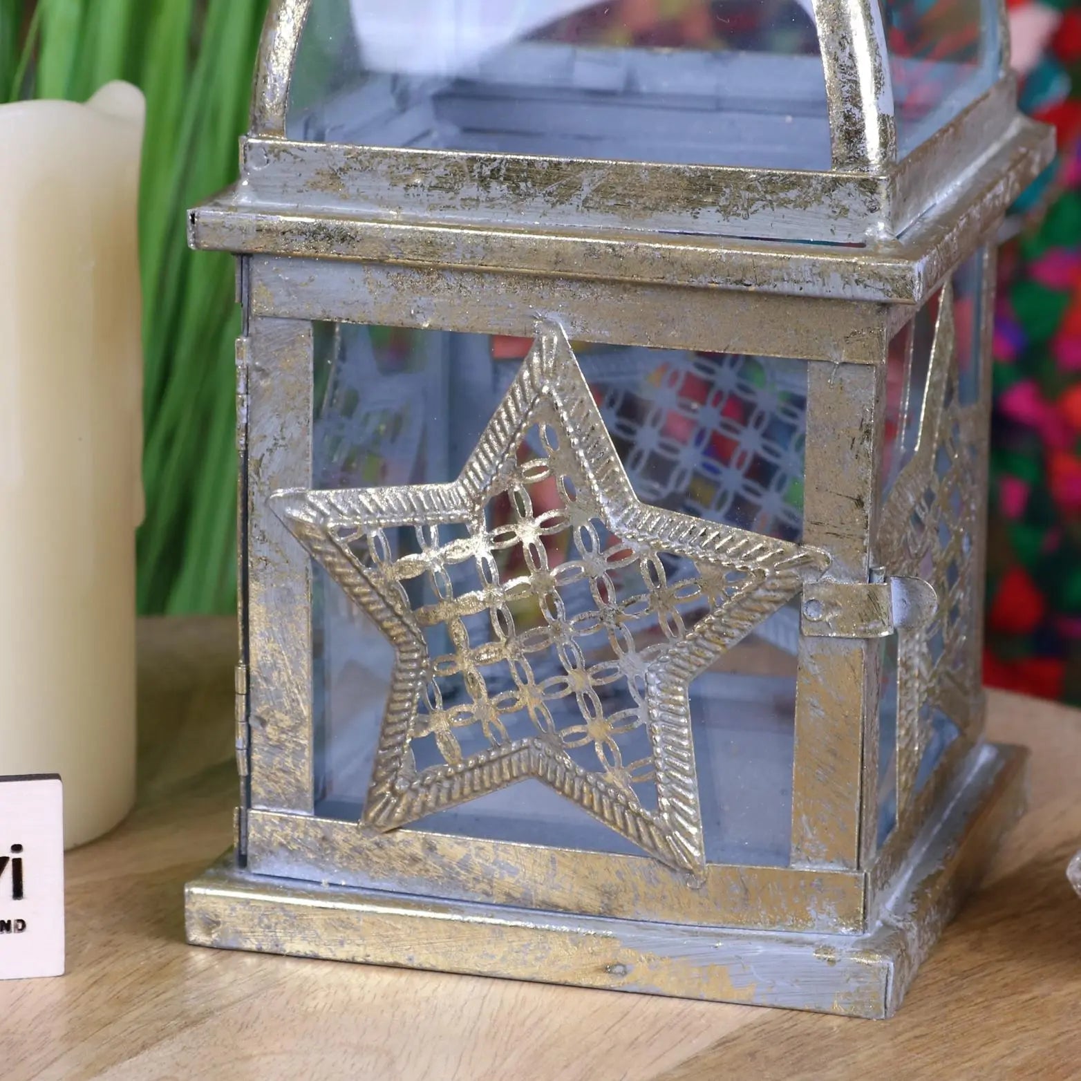 Patera Antique Style Square Lantern Star Design