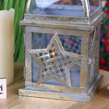 Patera Antique Style Square Lantern Star Design