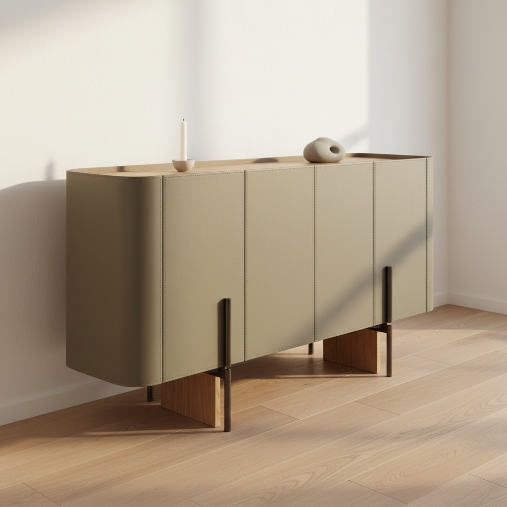Patricia 4 Door Sideboard, Light Khaki