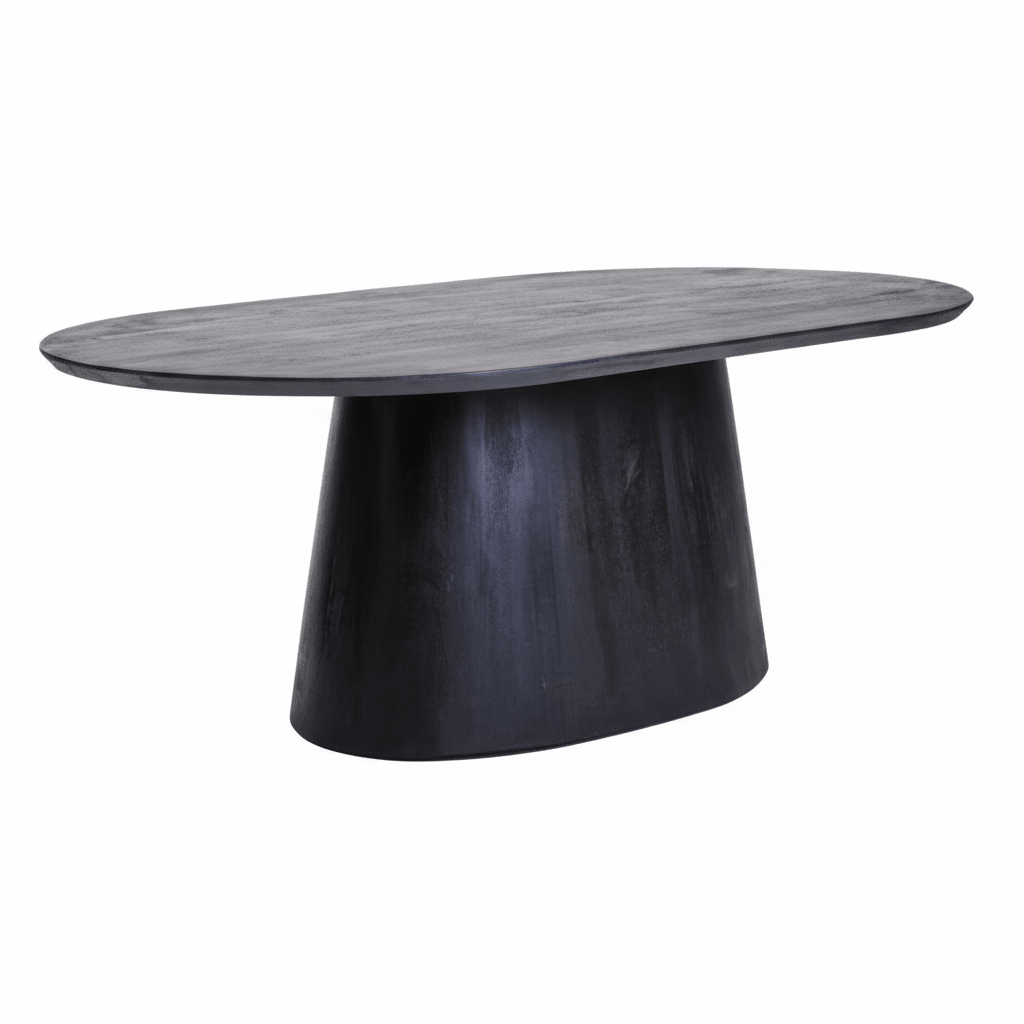 Perdoba Oval Mango Wood Black Finish Dining Table