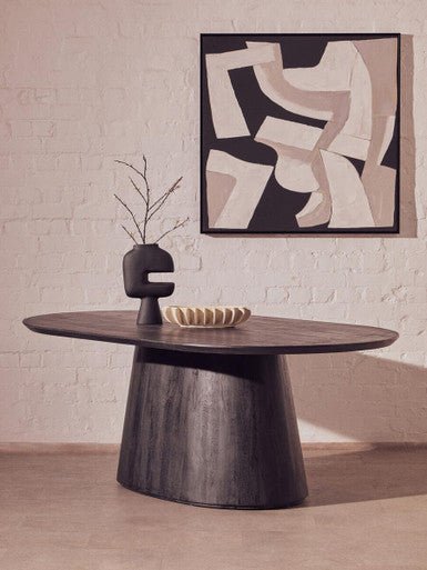 Perdoba Oval Mango Wood Black Finish Dining Table
