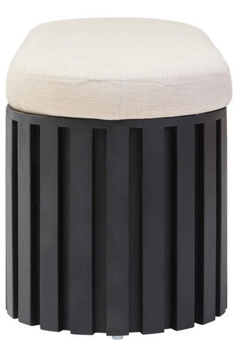 Perdoba Ridge Base Mango Wood Black Finish Texture Fabric Bench