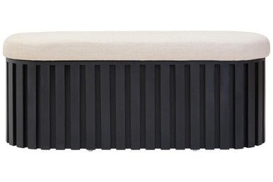 Perdoba Ridge Base Mango Wood Black Finish Texture Fabric Bench