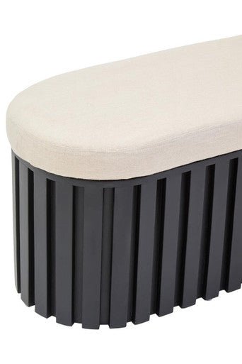 Perdoba Ridge Base Mango Wood Black Finish Texture Fabric Bench