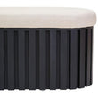 Perdoba Ridge Base Mango Wood Black Finish Texture Fabric Bench