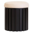 Perdoba Ridge Base Mango Wood Black Finish Texture Fabric Stool