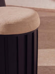 Perdoba Ridge Base Mango Wood Black Finish Texture Fabric Stool