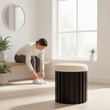 Perdoba Ridge Base Mango Wood Black Finish Texture Fabric Stool