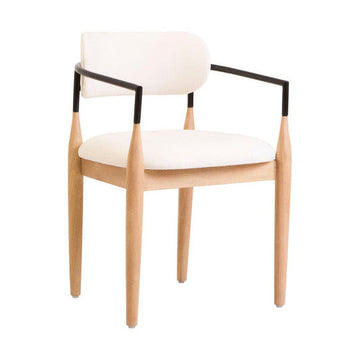 Persolo Texture Fabric Black Iron And Wood Frame Dining Chair