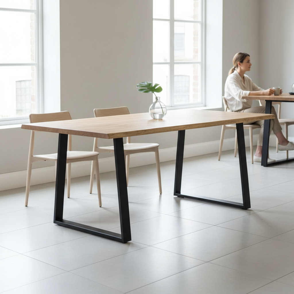 Persolo Mango Wood Live Edge Black Iron Frame Dining Table