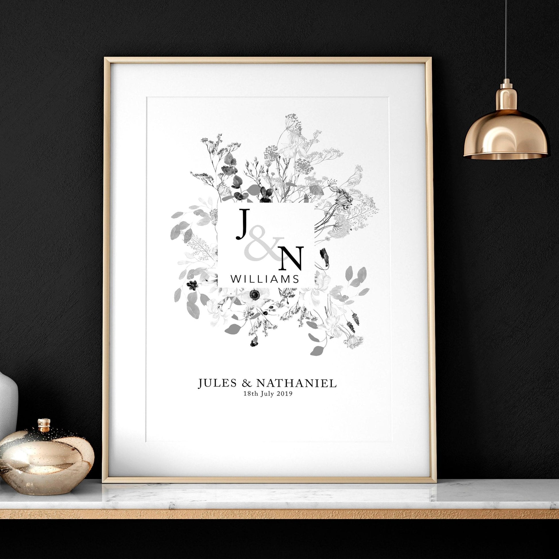 Personalised wedding anniversary gifts | wall art print