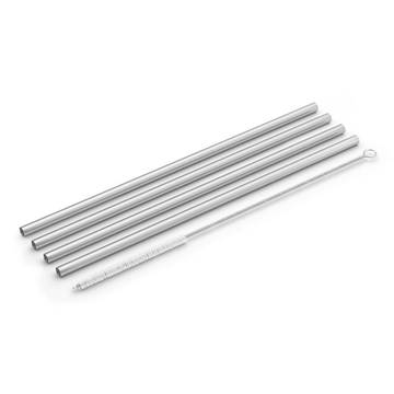 Picara Premium Brushed Steel Drinking Straws - Eco-Luxury Set of 4