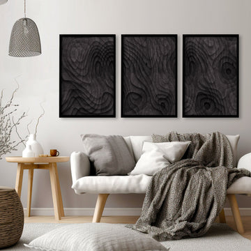 Picture for Living Room Dark Topographic Abstract Brown Texture wall art displayed on a wall in a styled room