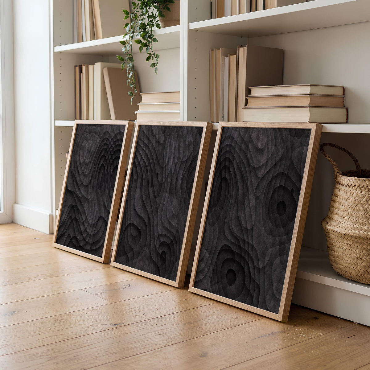 Picture for Living Room Dark Topographic Abstract Brown Texture wall art displayed on a wall in a styled room — view 2