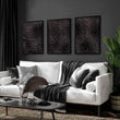 Picture for Living Room Dark Topographic Abstract Brown Texture wall art displayed on a wall in a styled room — view 9