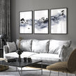 Japanese Ink Wash Landscape Picture for Living Room Wall displayed on a wall in a styled room