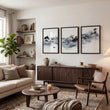 Japanese Ink Wash Landscape Picture for Living Room Wall displayed on a wall in a styled room — view 3